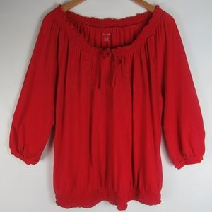 Red Blouse Long Sleeve Lane Bryant